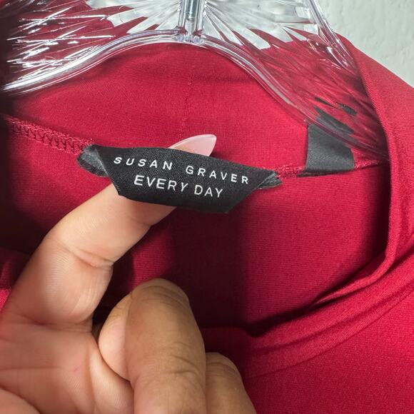 Susan Graver Every Day Liquid Knit 3X Petite Red Mock Neck Tunic Top - Picture 2 of 8